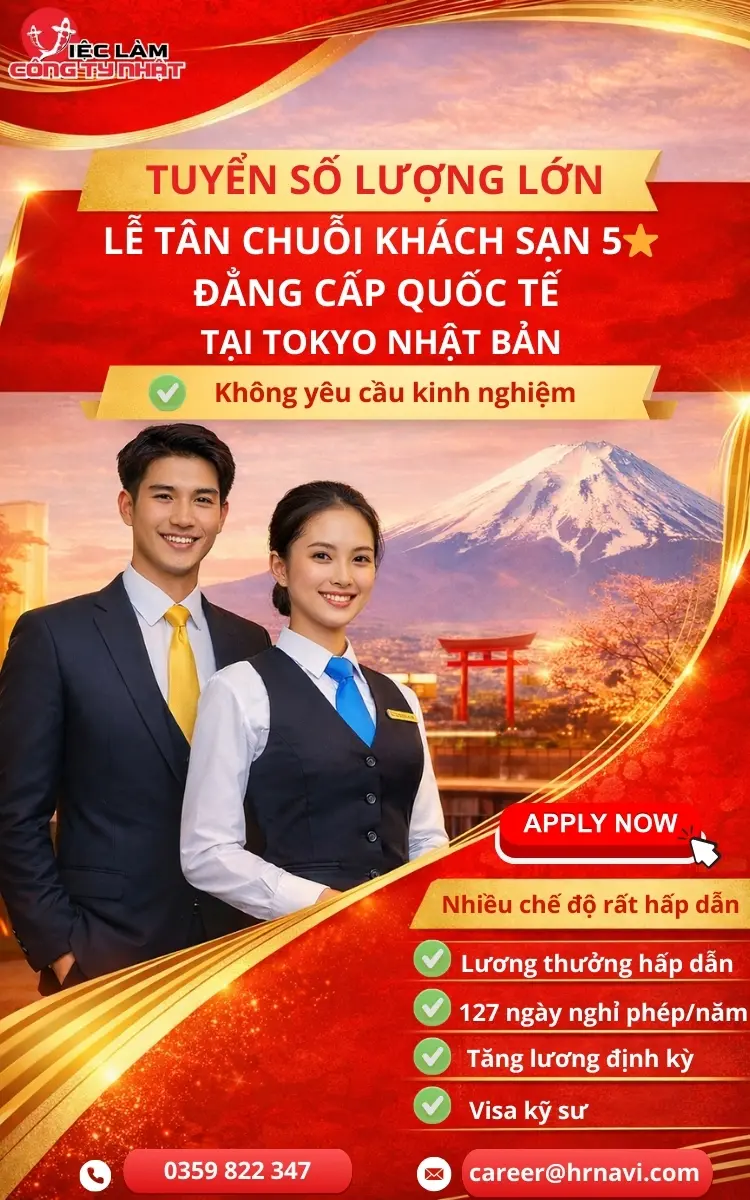Tuyển dụng nhân viên lễ tân khách sạn cho công ty Nhật Bản đang phát triển tại Tokyo